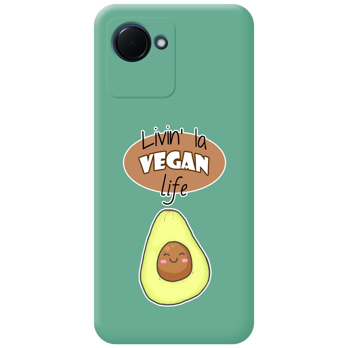 Funda Silicona Líquida Verde para Realme C30 diseño Vegan Life Dibujos