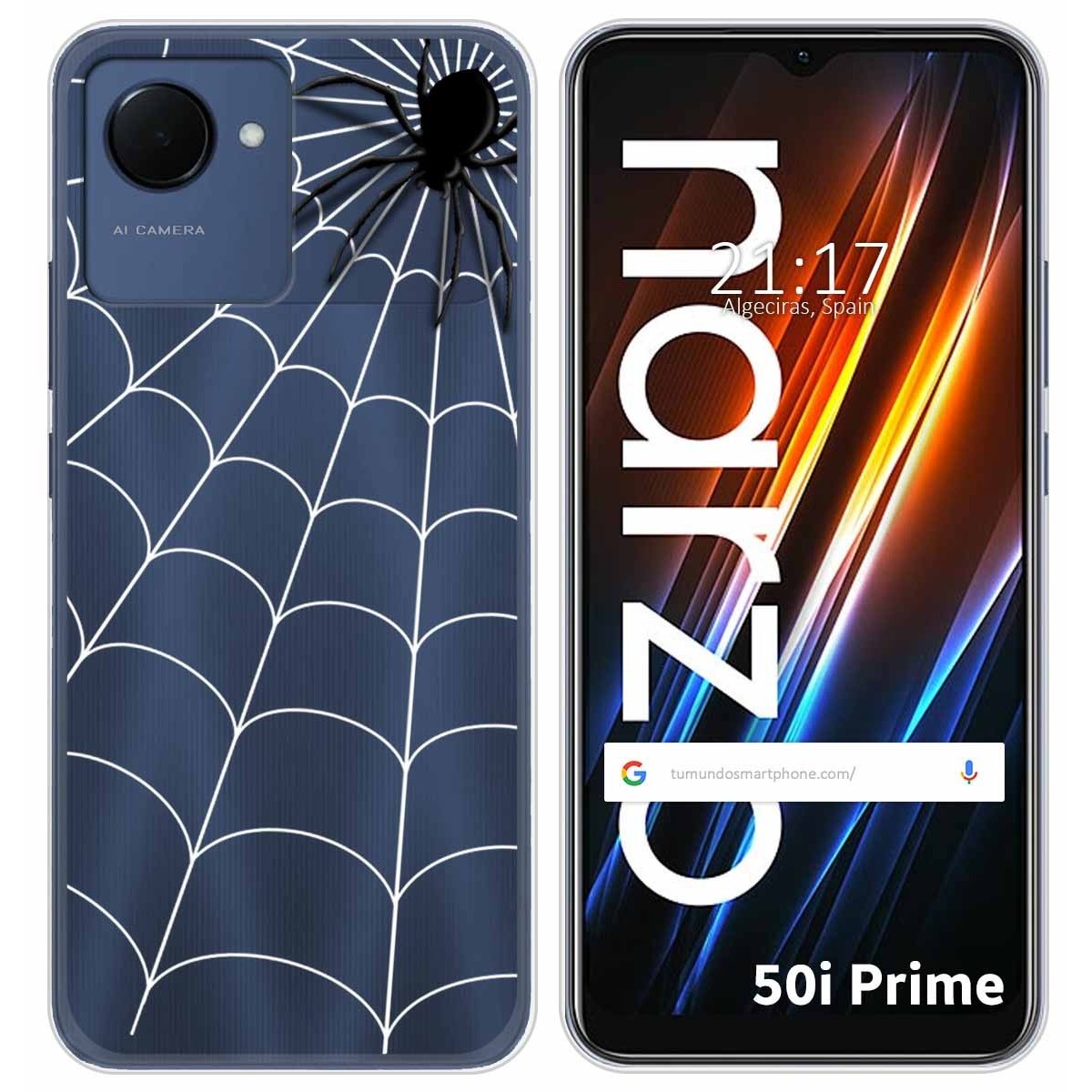 Funda Silicona Transparente para Realme Narzo 50i Prime diseño Araña Dibujos