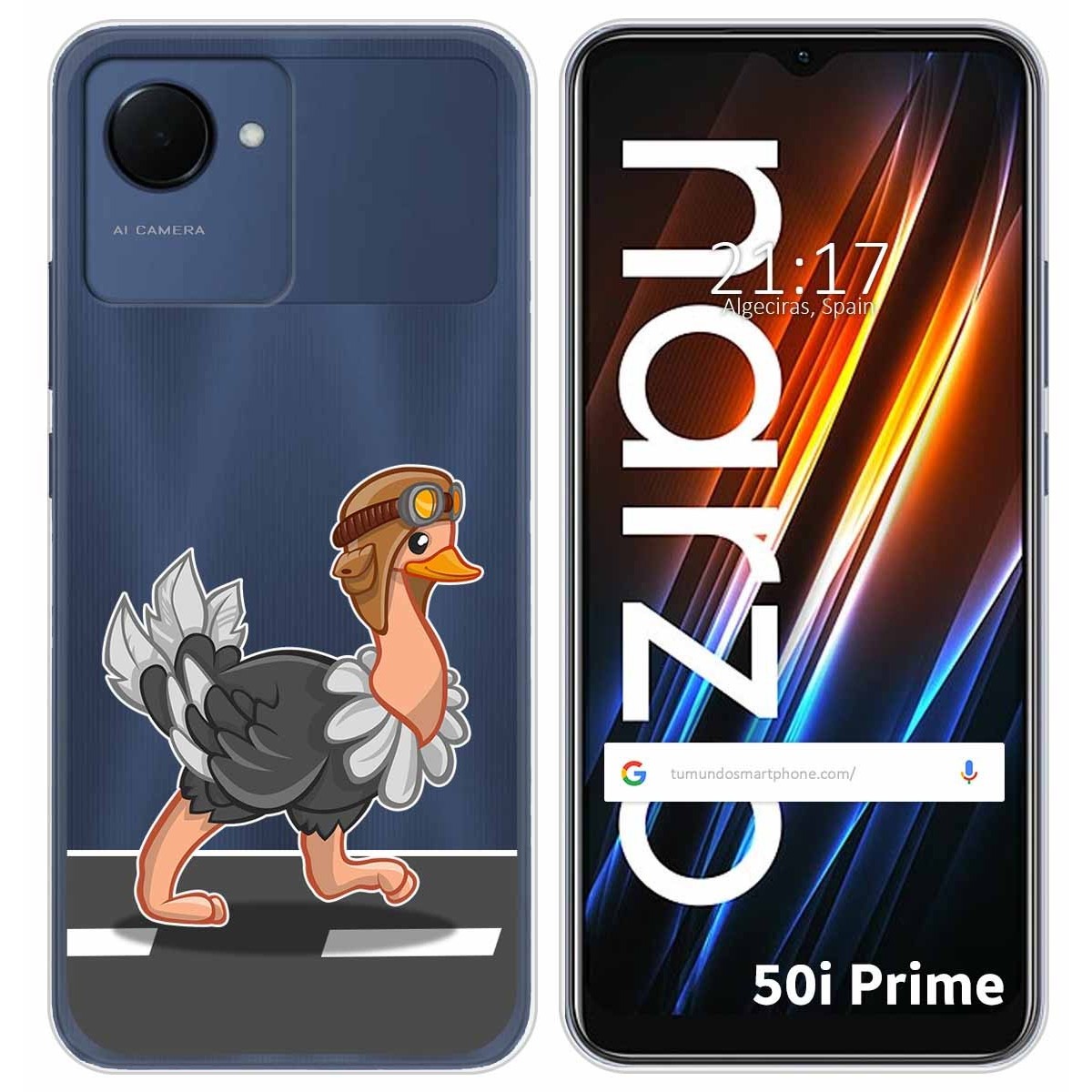 Funda Silicona Transparente para Realme Narzo 50i Prime diseño Avestruz Dibujos