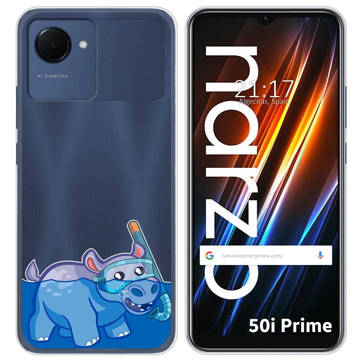 Funda Silicona Transparente para Realme Narzo 50i Prime diseño Hipo Dibujos