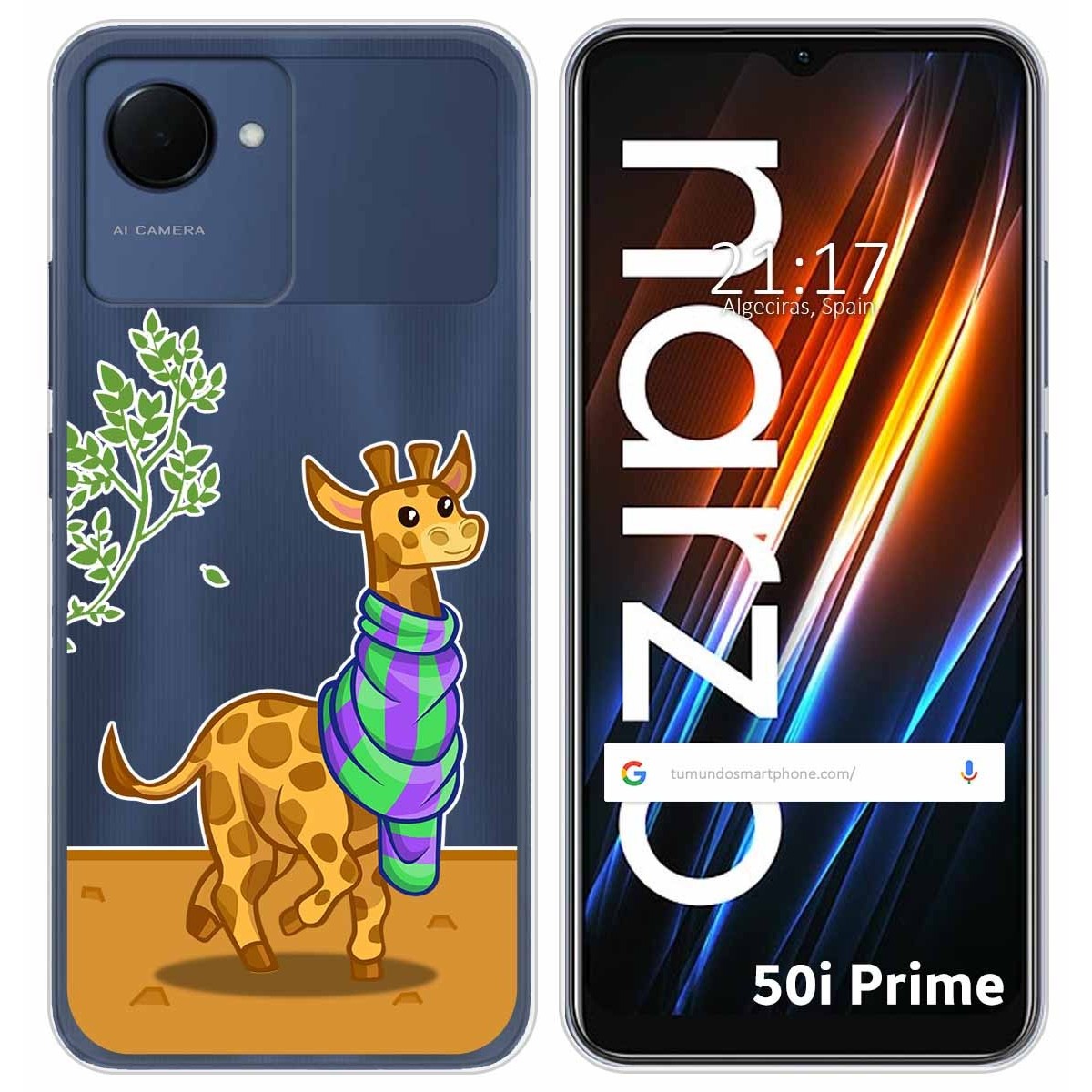 Funda Silicona Transparente para Realme Narzo 50i Prime diseño Jirafa Dibujos