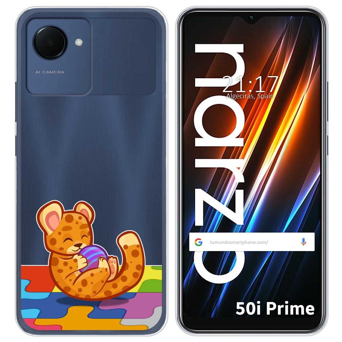 Funda Silicona Transparente para Realme Narzo 50i Prime diseño Leopardo Dibujos