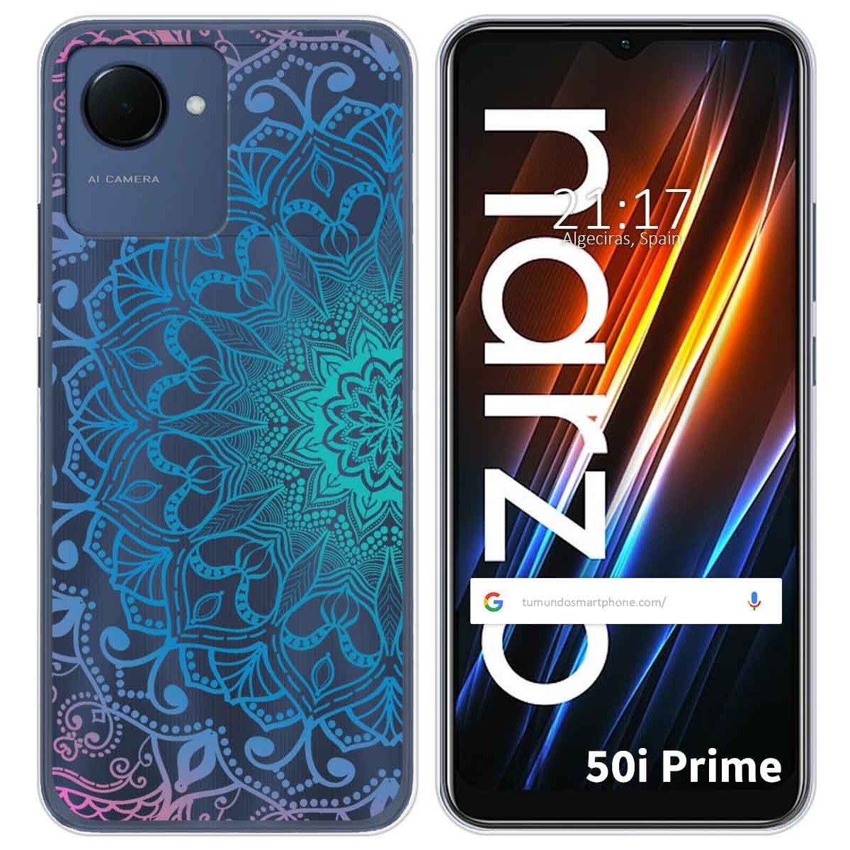 Funda Silicona Transparente para Realme Narzo 50i Prime diseño Mandala Dibujos