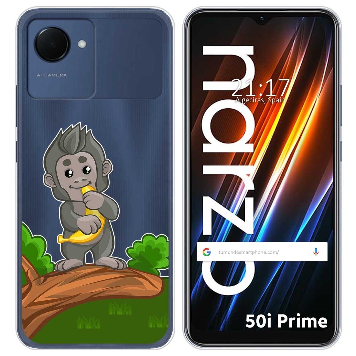 Funda Silicona Transparente para Realme Narzo 50i Prime diseño Mono Dibujos