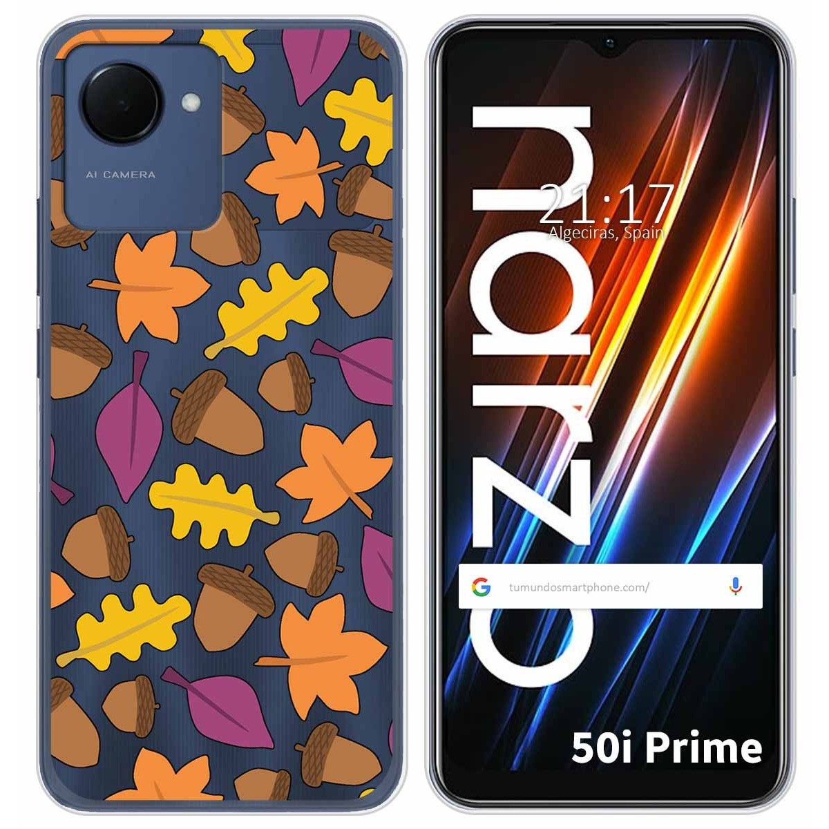 Funda Silicona Transparente para Realme Narzo 50i Prime diseño Otoño Dibujos