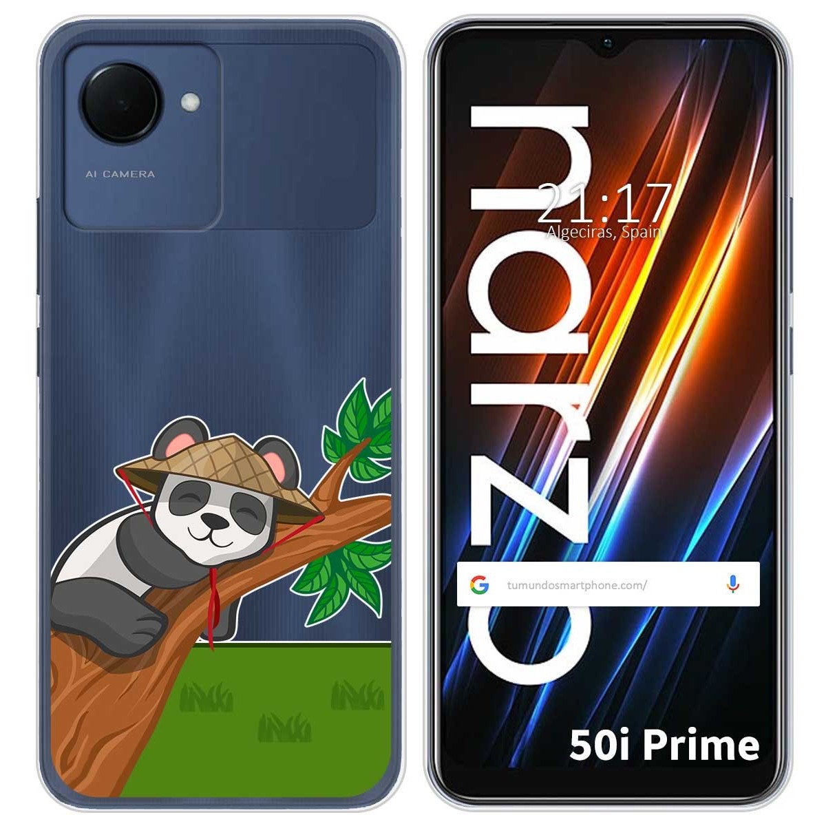 Funda Silicona Transparente para Realme Narzo 50i Prime diseño Panda Dibujos