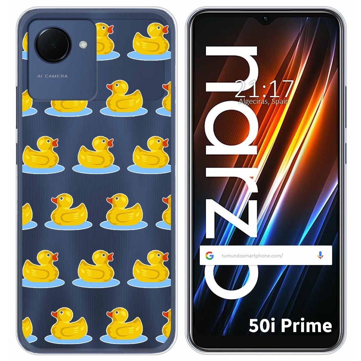 Funda Silicona Transparente para Realme Narzo 50i Prime diseño Pato Dibujos