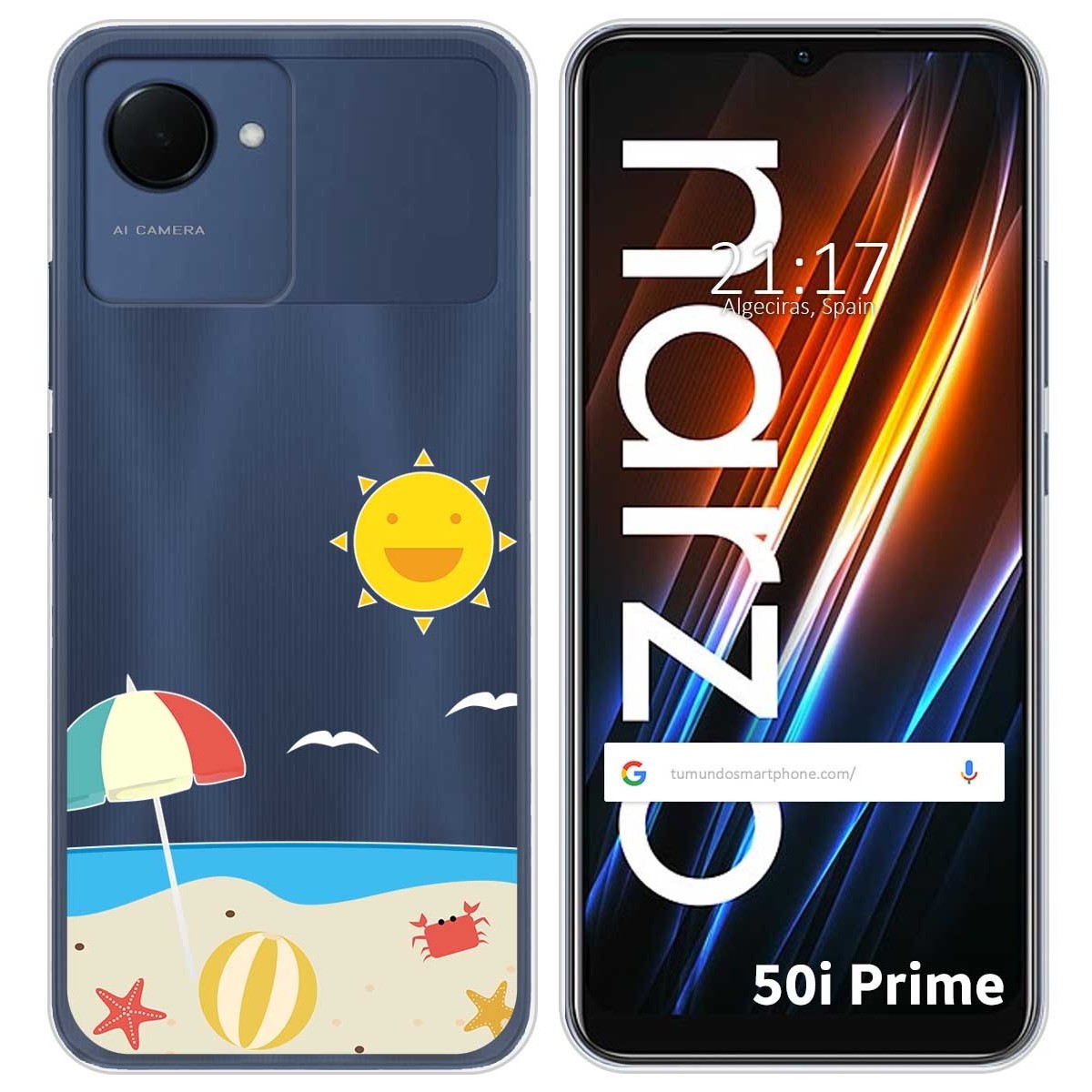 Funda Silicona Transparente para Realme Narzo 50i Prime diseño Playa Dibujos