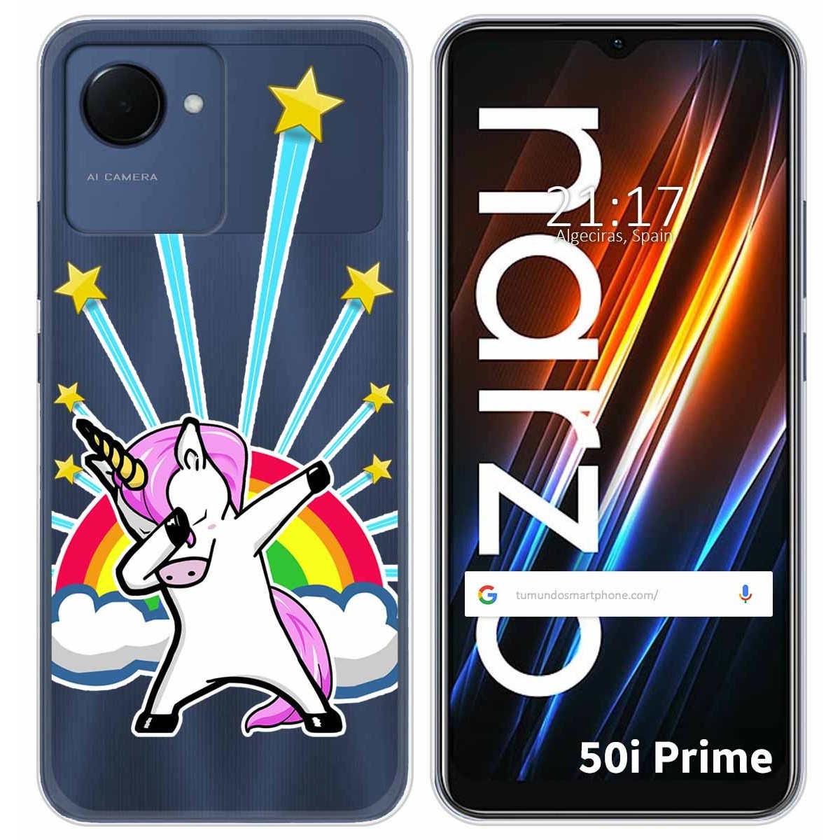 Funda Silicona Transparente para Realme Narzo 50i Prime diseño Unicornio Dibujos