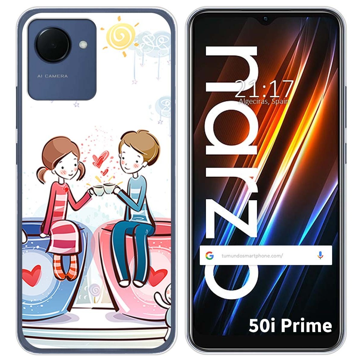 Funda Silicona para Realme Narzo 50i Prime diseño Café Dibujos
