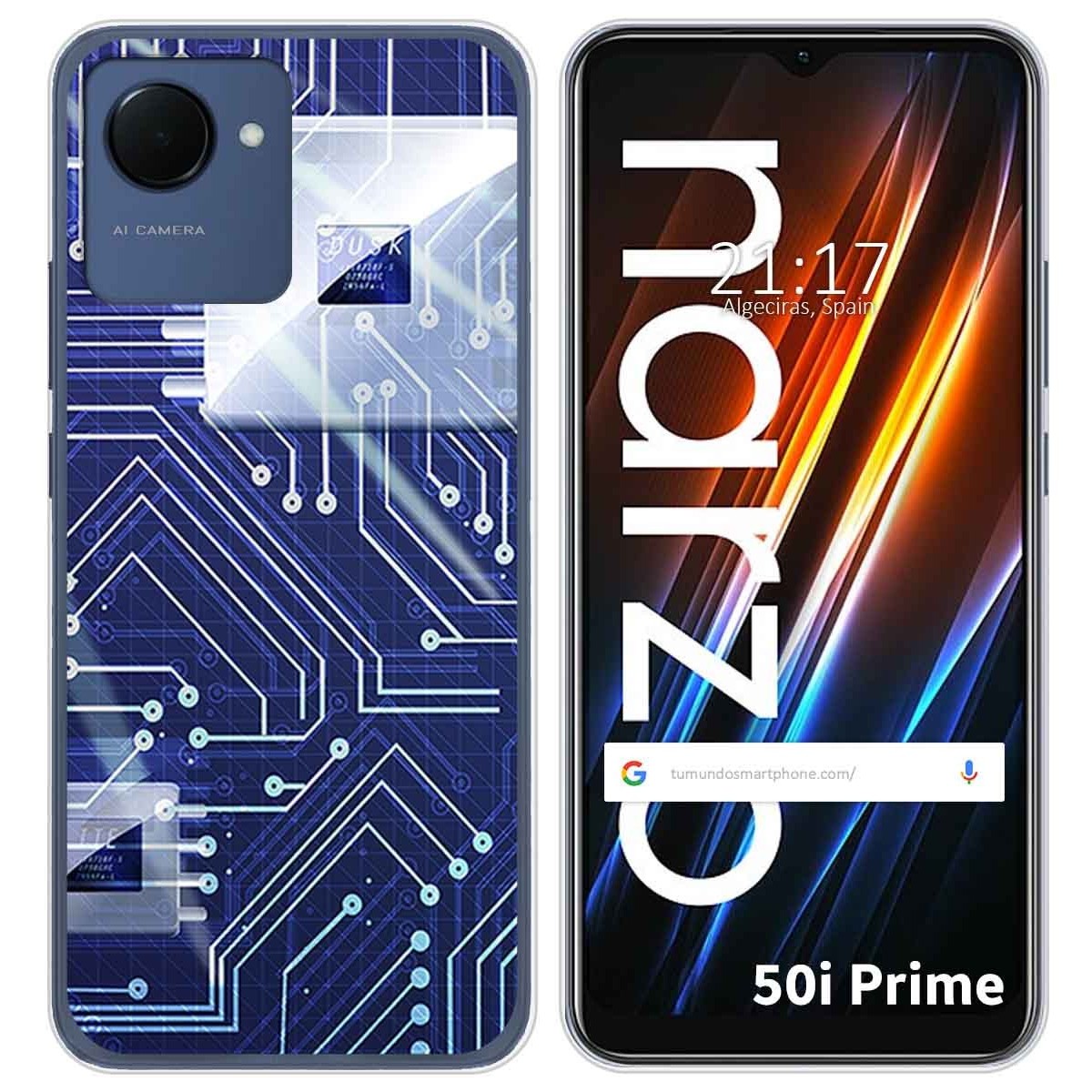 Funda Silicona para Realme Narzo 50i Prime diseño Circuito Dibujos