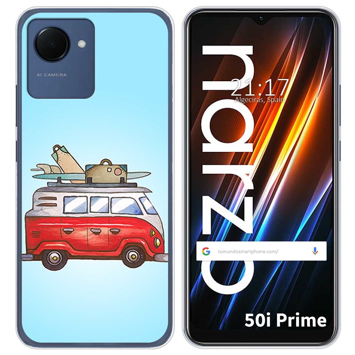 Funda Silicona para Realme Narzo 50i Prime diseño Furgoneta Dibujos