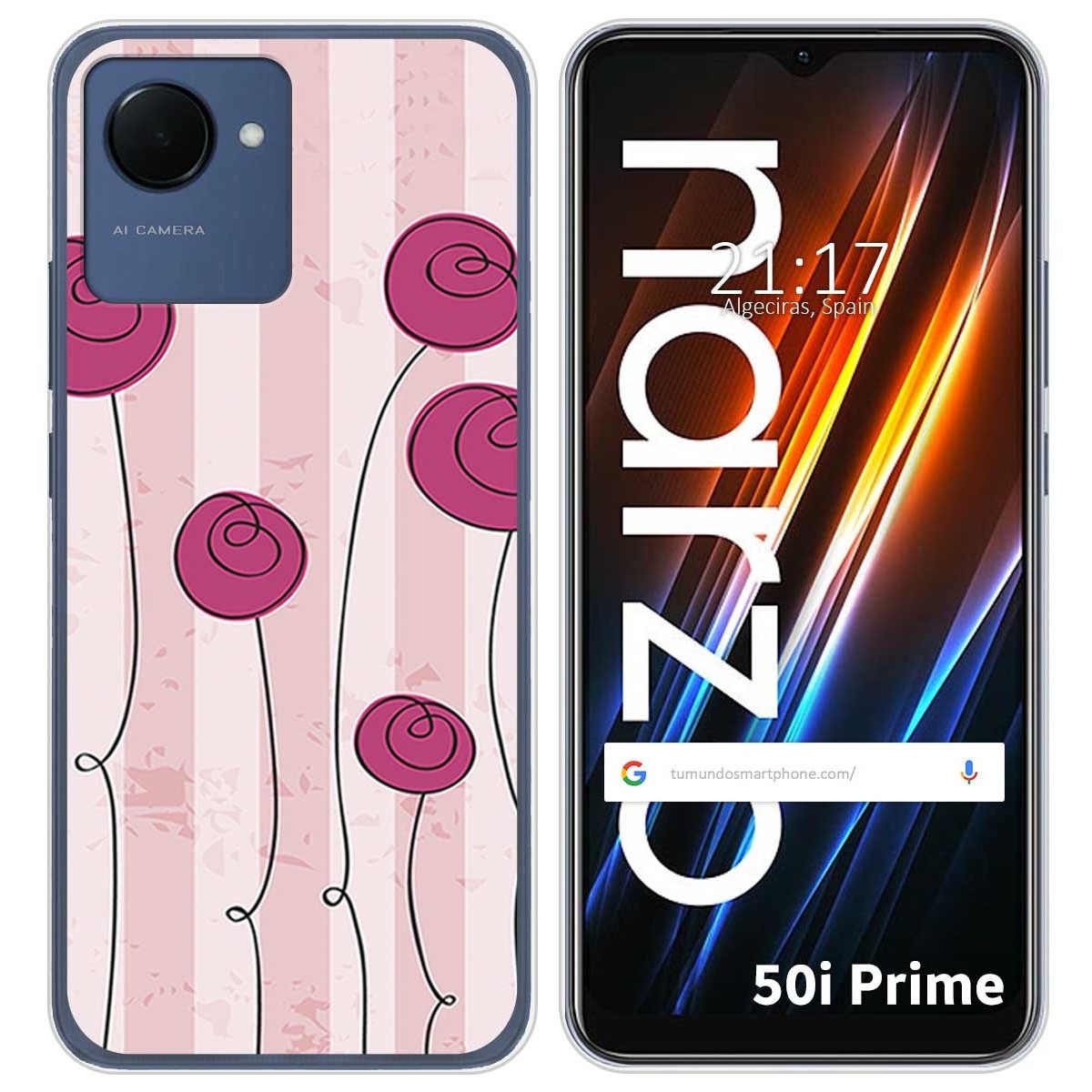 Funda Silicona para Realme Narzo 50i Prime diseño Flores Vintage Dibujos