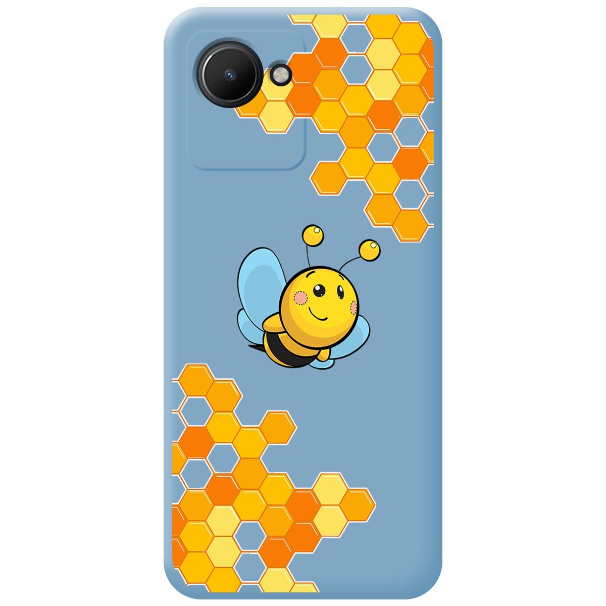 Funda Silicona Líquida Azul para Realme Narzo 50i Prime diseño Abeja Dibujos