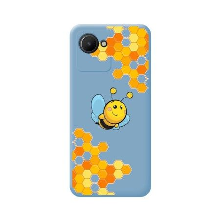 Funda Silicona Líquida Azul para Realme Narzo 50i Prime diseño Abeja Dibujos