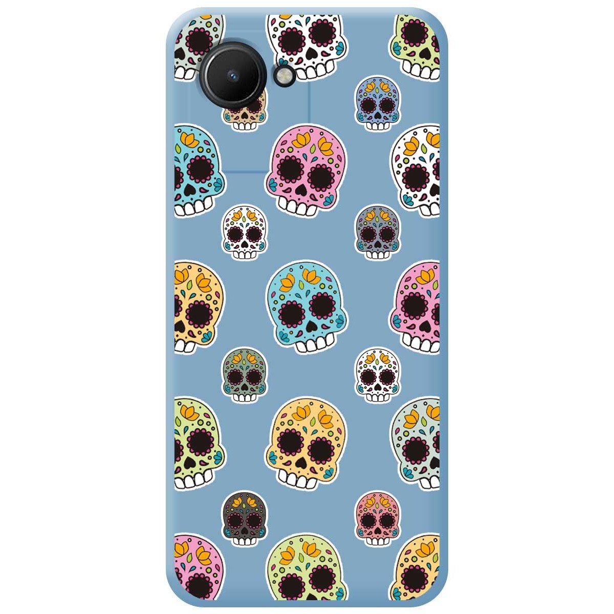 Funda Silicona Líquida Azul para Realme Narzo 50i Prime diseño Catrina Dibujos