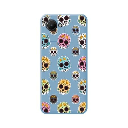 Funda Silicona Líquida Azul para Realme Narzo 50i Prime diseño Catrina Dibujos