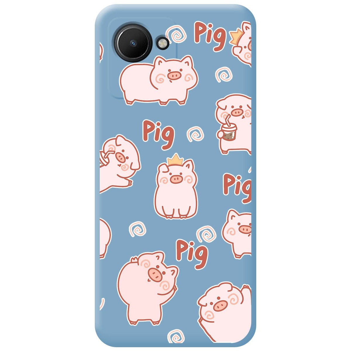 Funda Silicona Líquida Azul para Realme Narzo 50i Prime diseño Cerdos Dibujos