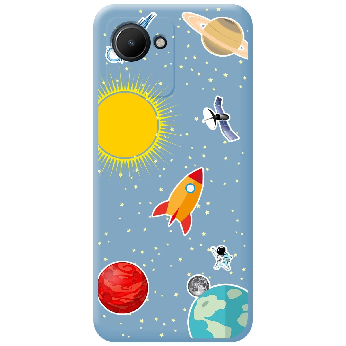 Funda Silicona Líquida Azul para Realme Narzo 50i Prime diseño Espacio Dibujos