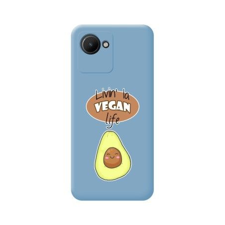 Funda Silicona Líquida Azul para Realme Narzo 50i Prime diseño Vegan Life Dibujos
