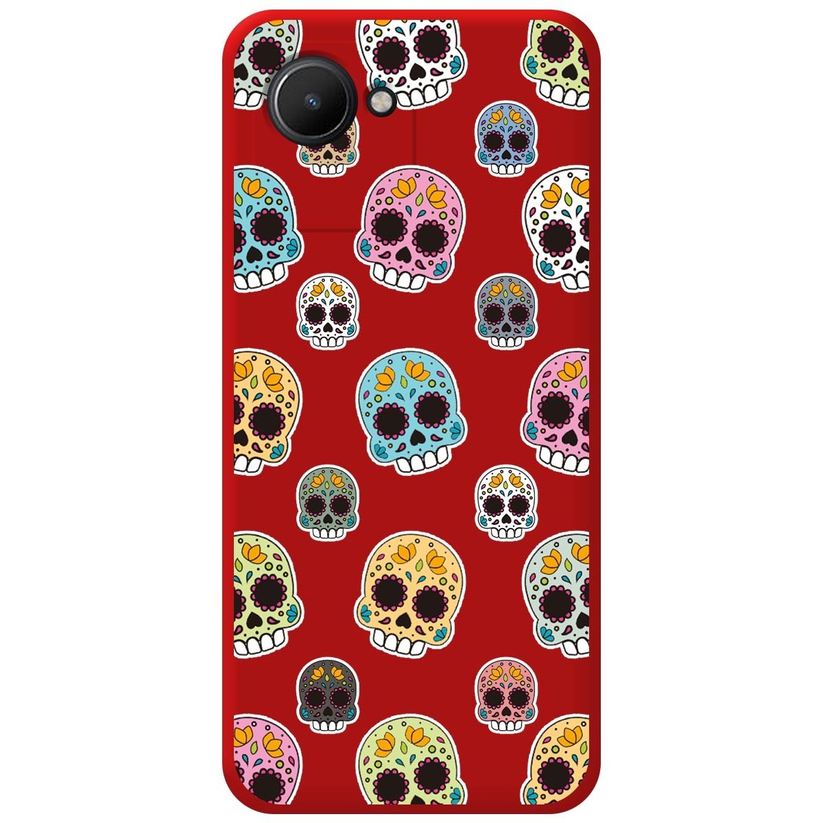 Funda Silicona Líquida Roja para Realme Narzo 50i Prime diseño Catrina Dibujos