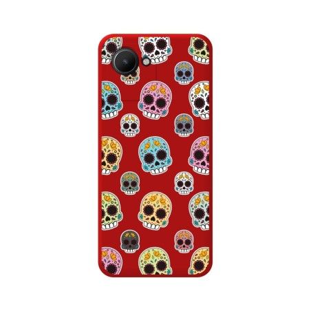 Funda Silicona Líquida Roja para Realme Narzo 50i Prime diseño Catrina Dibujos
