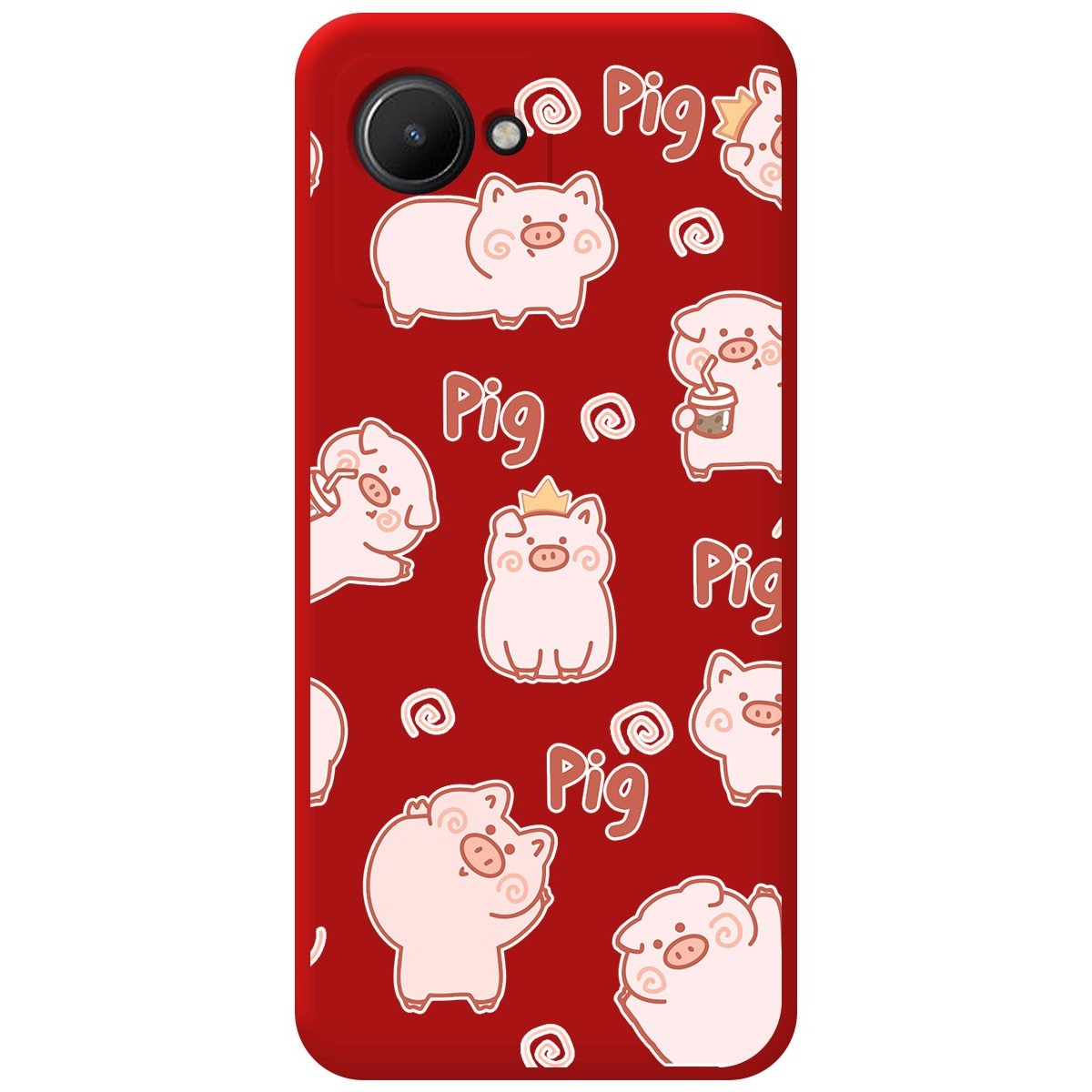 Funda Silicona Líquida Roja para Realme Narzo 50i Prime diseño Cerdos Dibujos