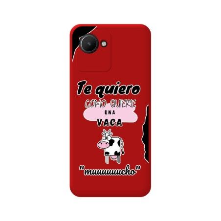 Funda Silicona Líquida Roja para Realme Narzo 50i Prime diseño Vaca Dibujos
