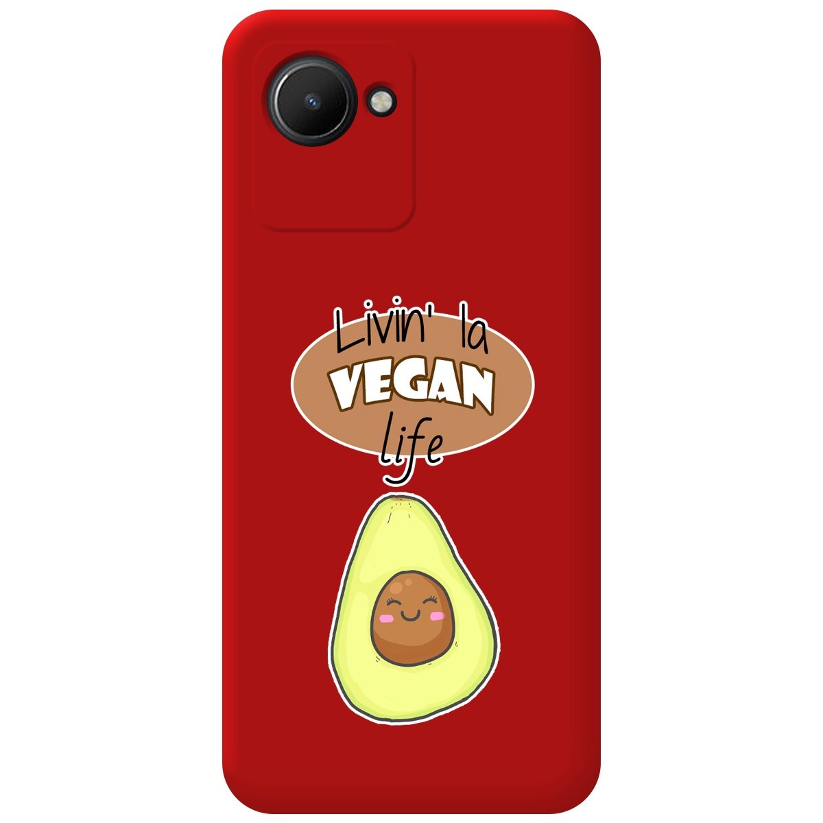 Funda Silicona Líquida Roja para Realme Narzo 50i Prime diseño Vegan Life Dibujos