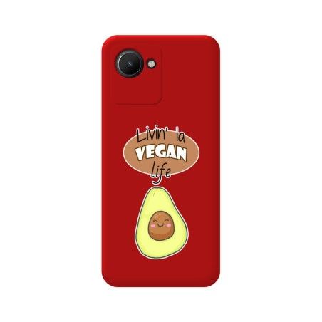 Funda Silicona Líquida Roja para Realme Narzo 50i Prime diseño Vegan Life Dibujos