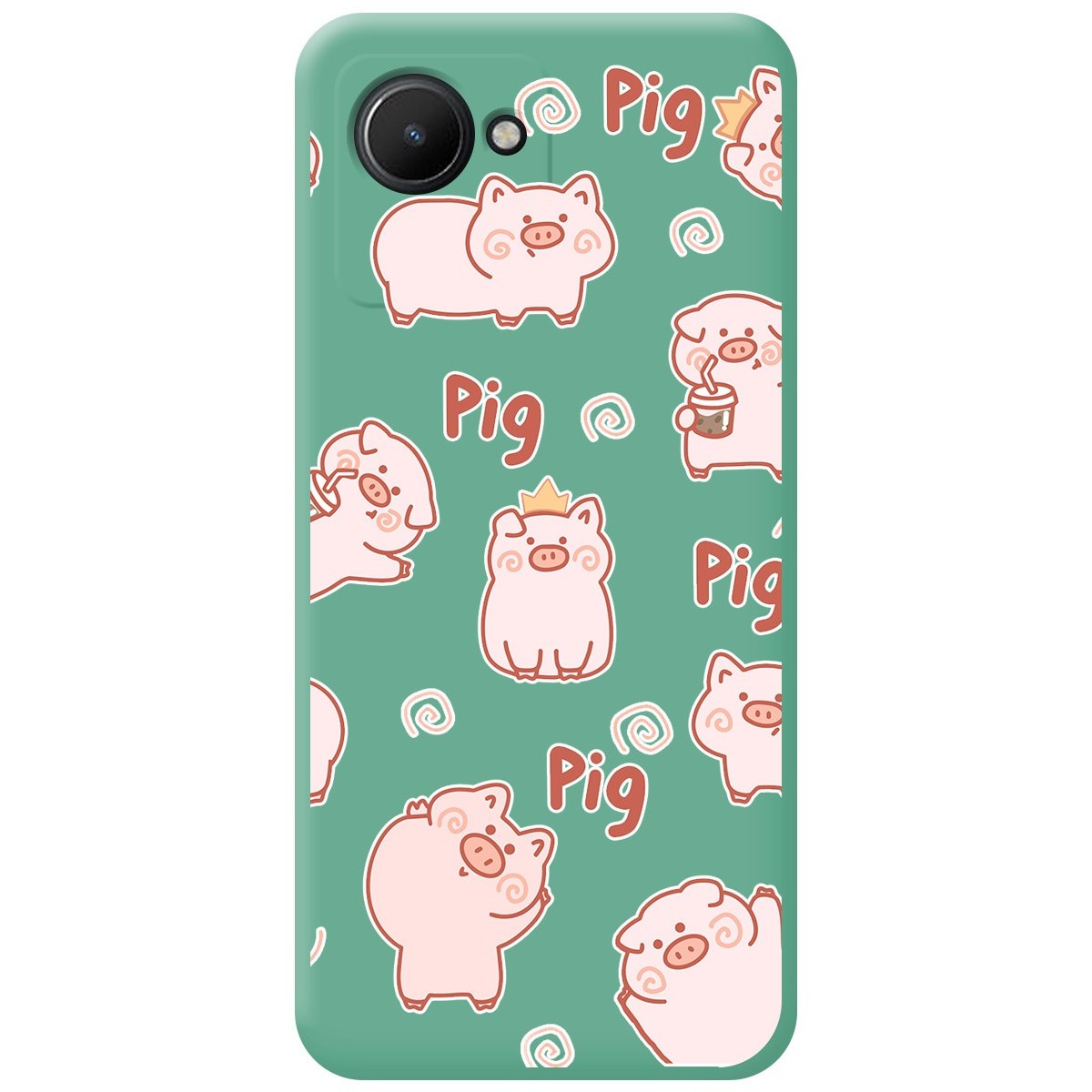 Funda Silicona Líquida Verde para Realme Narzo 50i Prime diseño Cerdos Dibujos