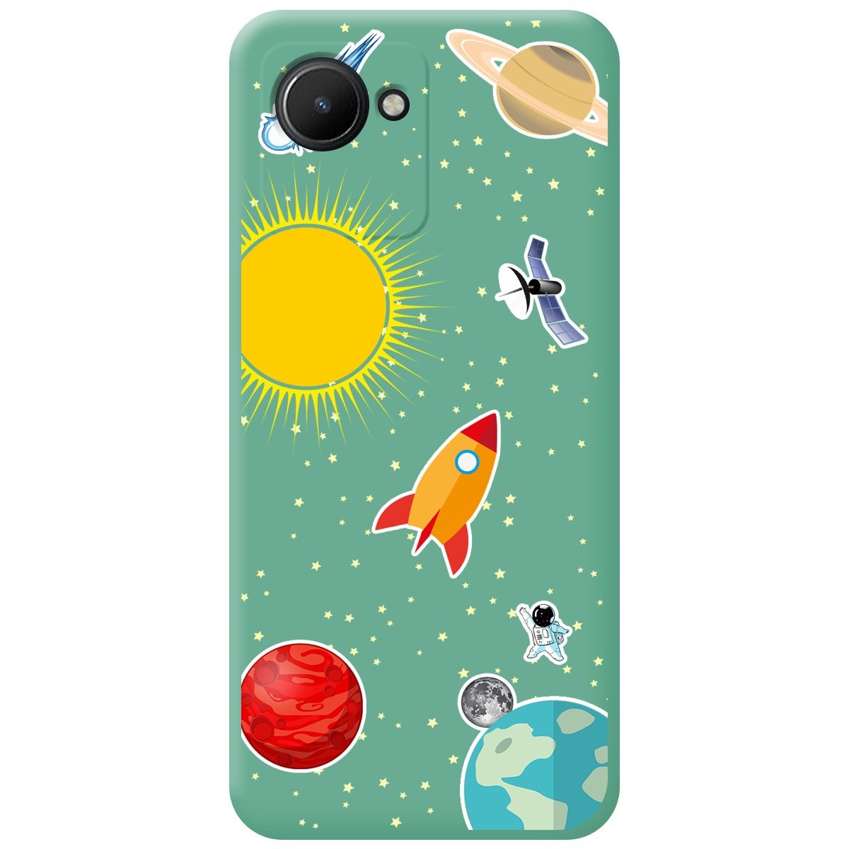 Funda Silicona Líquida Verde para Realme Narzo 50i Prime diseño Espacio Dibujos