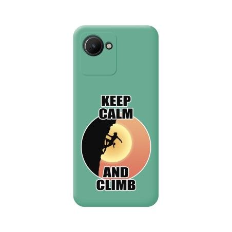 Funda Silicona Líquida Verde para Realme Narzo 50i Prime diseño Mujer Escalada Dibujos