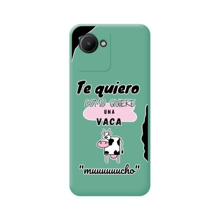 Funda Silicona Líquida Verde para Realme Narzo 50i Prime diseño Vaca Dibujos