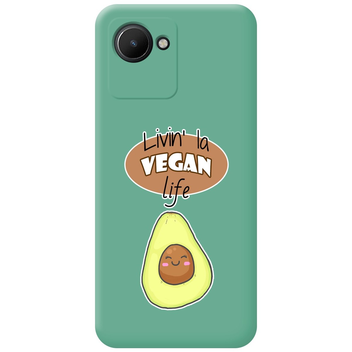 Funda Silicona Líquida Verde para Realme Narzo 50i Prime diseño Vegan Life Dibujos