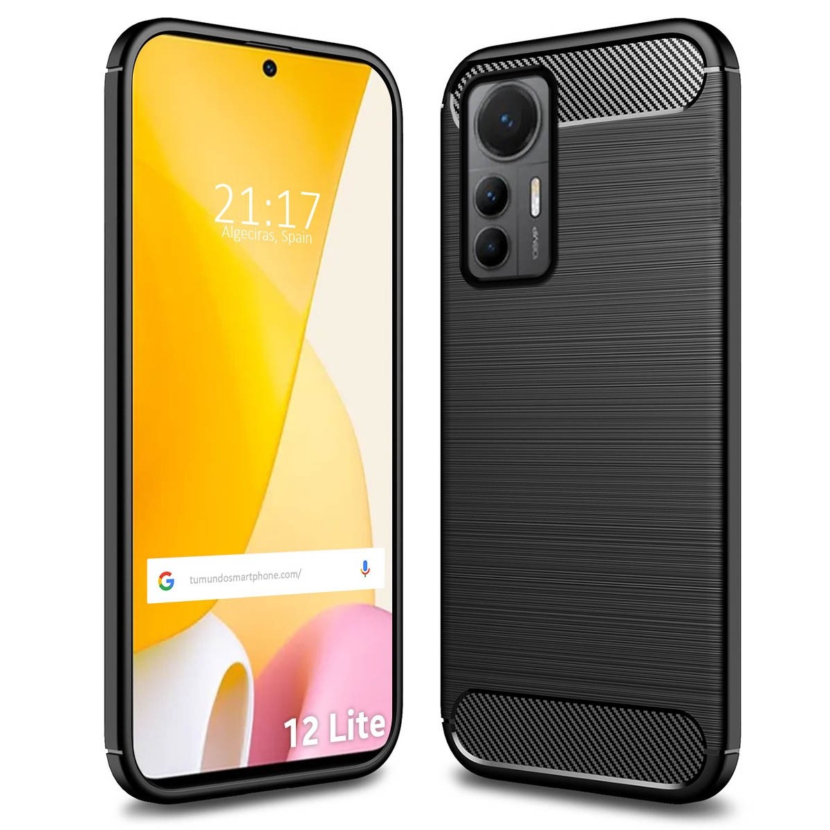 Funda Gel Tpu Tipo Carbon Negra para Xiaomi 12 Lite 5G