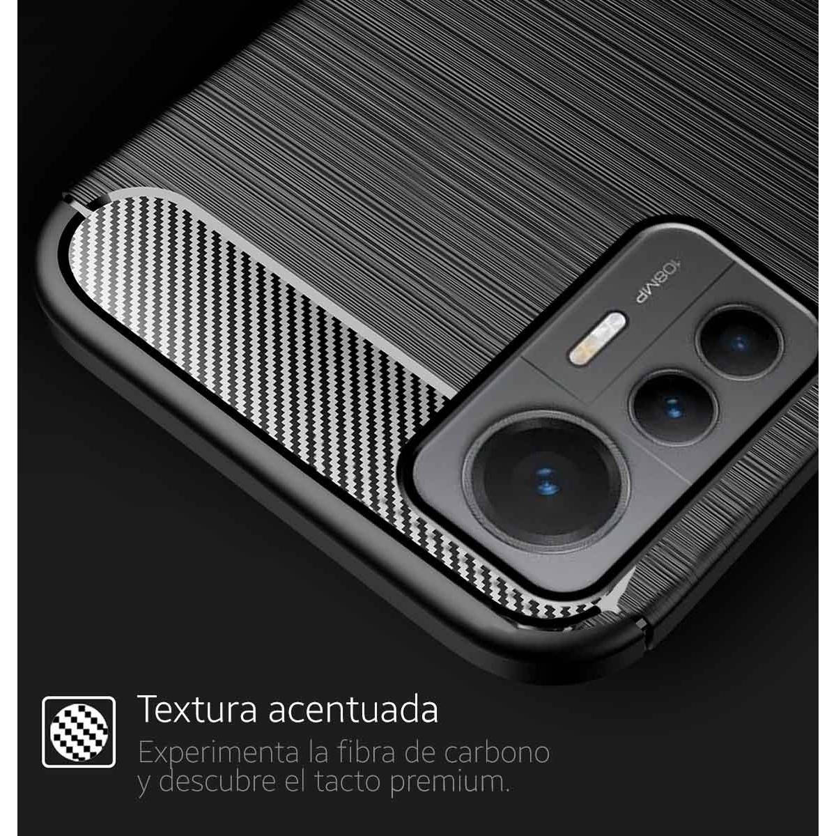 Funda Gel Tpu Tipo Carbon Negra para Xiaomi 12 Lite 5G