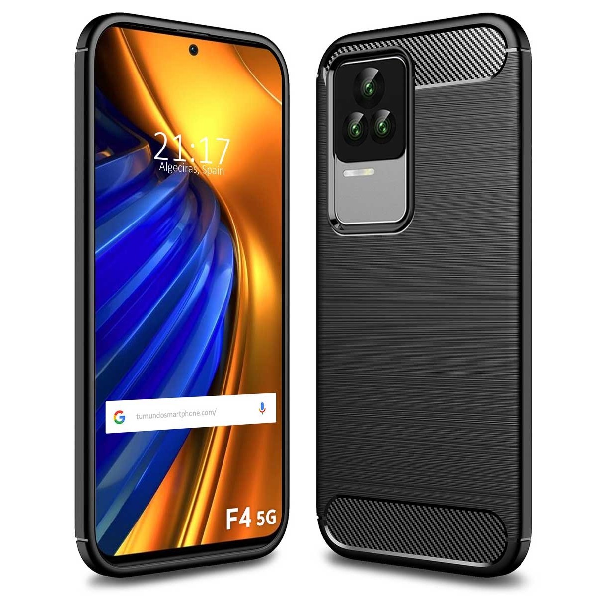 Funda Gel Tpu Tipo Carbon Negra para Xiaomi POCO F4 5G