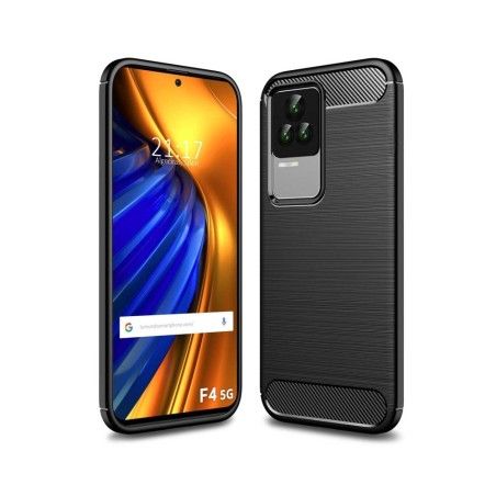 Funda Gel Tpu Tipo Carbon Negra para Xiaomi POCO F4 5G