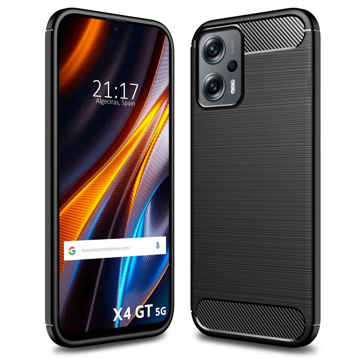 Funda Gel Tpu Tipo Carbon Negra para Xiaomi POCO X4 GT 5G