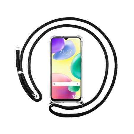 Funda Colgante Transparente compatible con Xiaomi Redmi 10A con Cordon Negro
