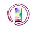 Funda Colgante Transparente compatible con Xiaomi Redmi 10A con Cordon Rosa Fucsia