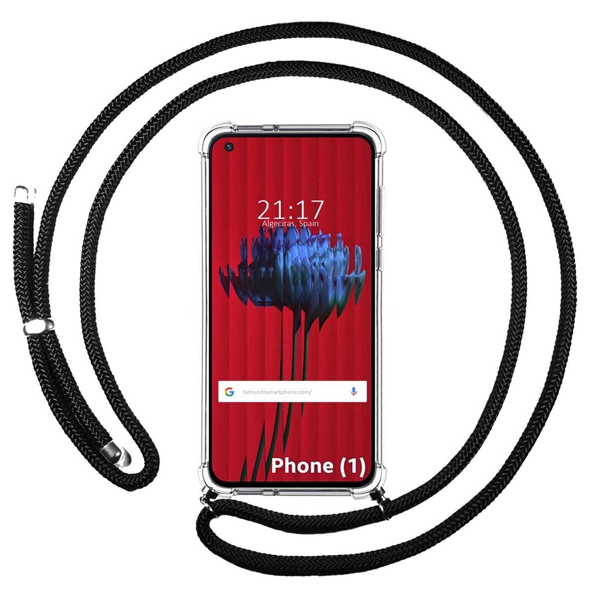 Funda Colgante Transparente para Nothing Phone 1 con Cordon Negro