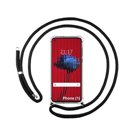 Funda Colgante Transparente para Nothing Phone 1 con Cordon Negro