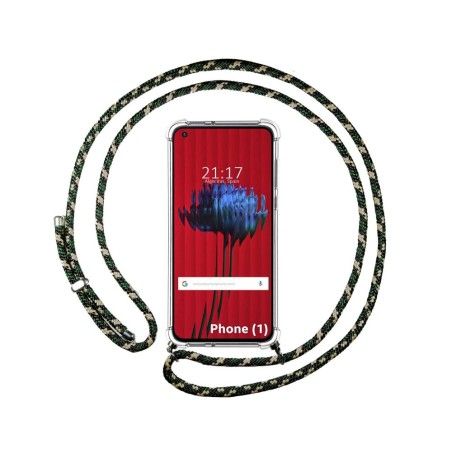Funda Colgante Transparente para Nothing Phone 1 con Cordon Verde / Dorado