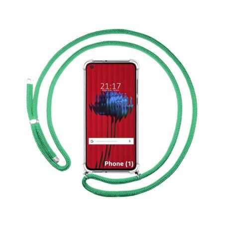 Funda Colgante Transparente para Nothing Phone 1 con Cordon Verde Agua