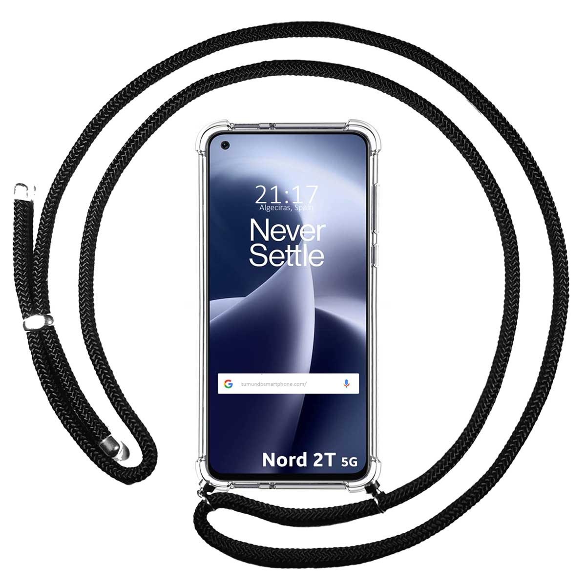 Funda Colgante Transparente para Oneplus Nord 2T 5G con Cordon Negro