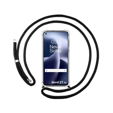 Funda Colgante Transparente para Oneplus Nord 2T 5G con Cordon Negro