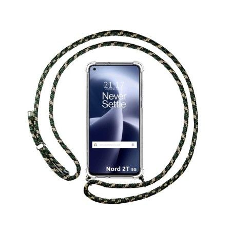 Funda Colgante Transparente para Oneplus Nord 2T 5G con Cordon Verde / Dorado