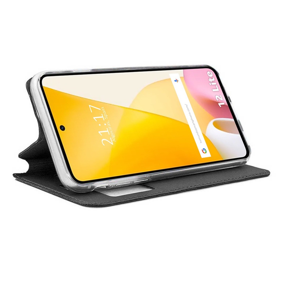 Funda Libro Soporte con Ventana para Xiaomi 12 Lite 5G color Negra